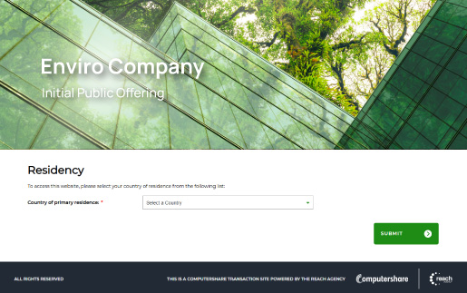 Image of an IPO landing page environment