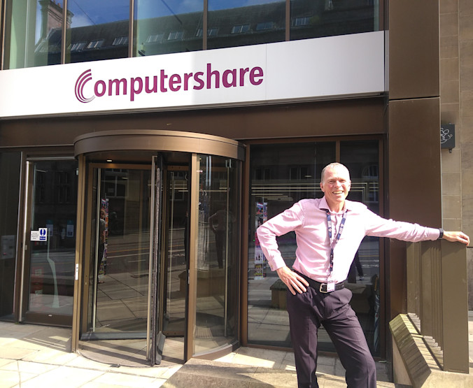 Christopher Hill outside Edinburgh office