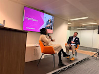 Thumbnail of The speaker’s stage at Computershare’s OpenSpace event