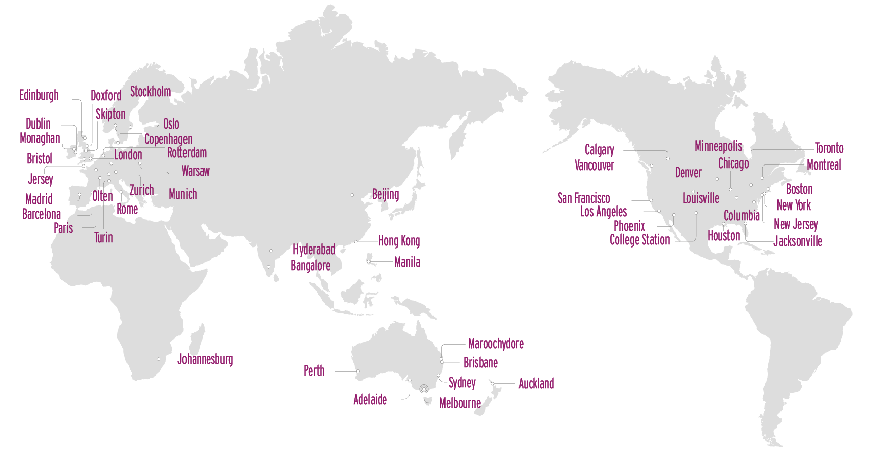 map of Computershare's office locations