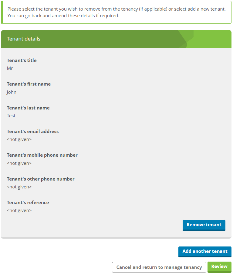 Remove Add Tenant