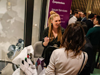 An attendee partakes in a blind wine tasting Thumbnail of An attendee partakes in a blind wine tasting