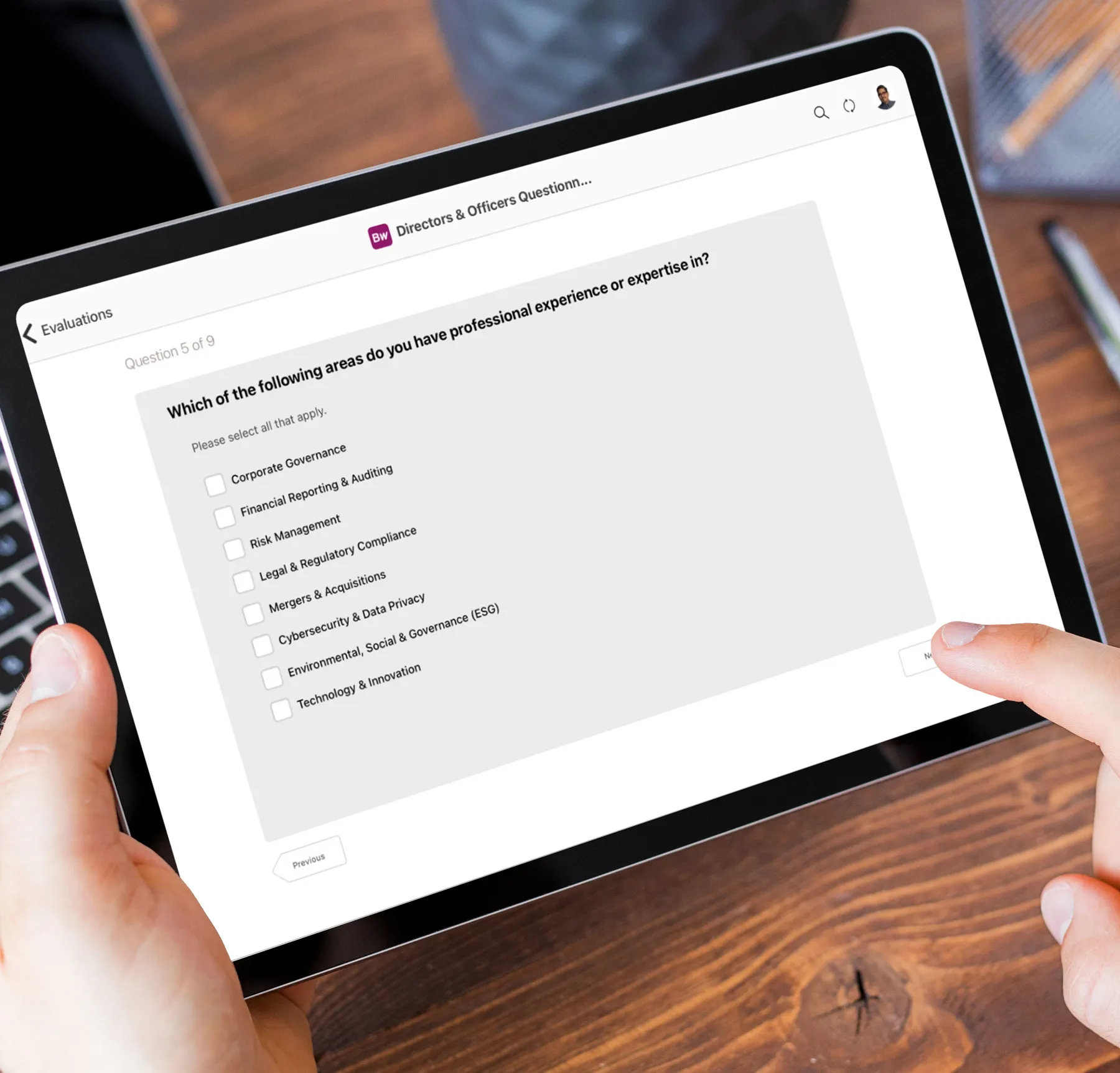 in-app board evaluations