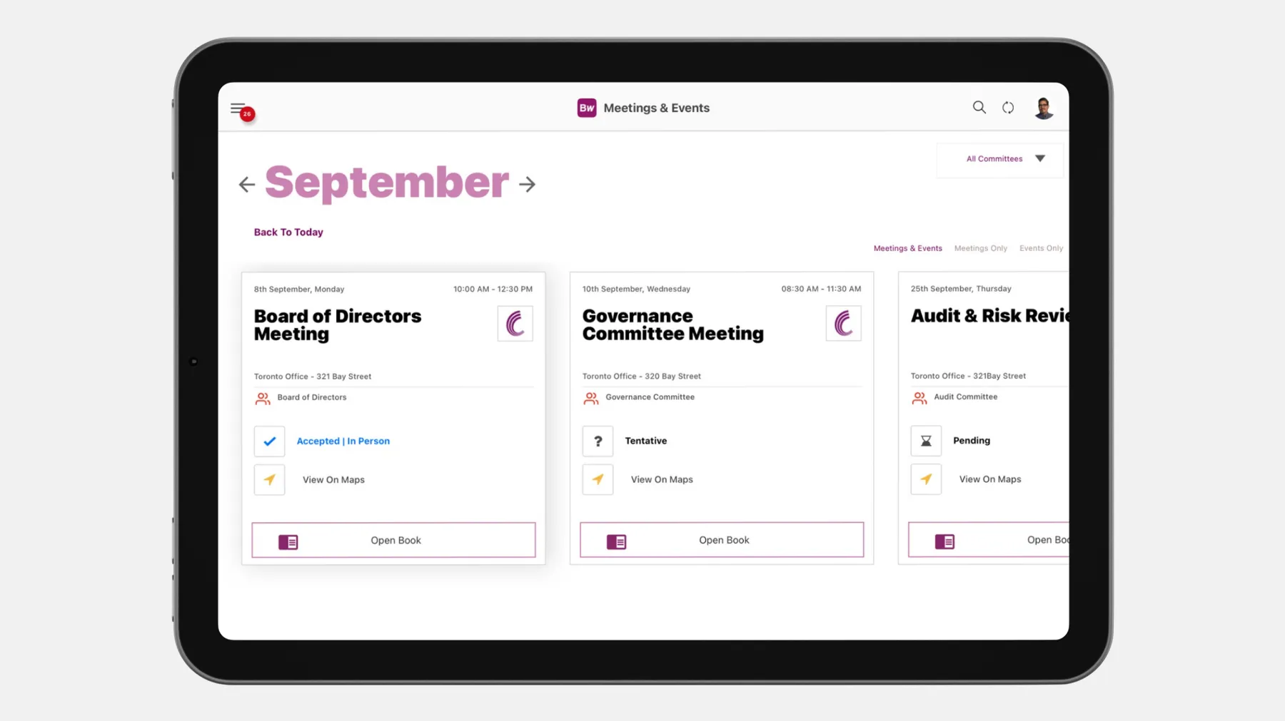 BoardWorks iPad app home screen