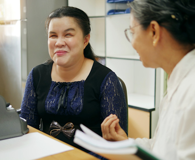 blind person with a colleague