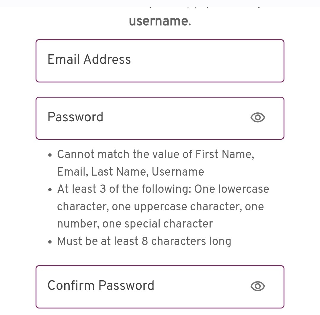 Provide an email and create a password