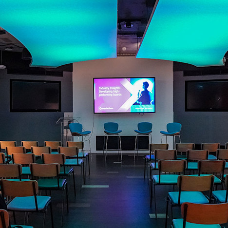 The speaker’s stage at Computershare’s Industry Insights event Tile image of The speaker’s stage at Computershare’s Industry Insights event