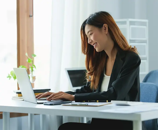 Happy female employee