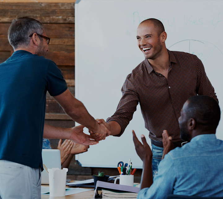 Two men shaking hands (square)