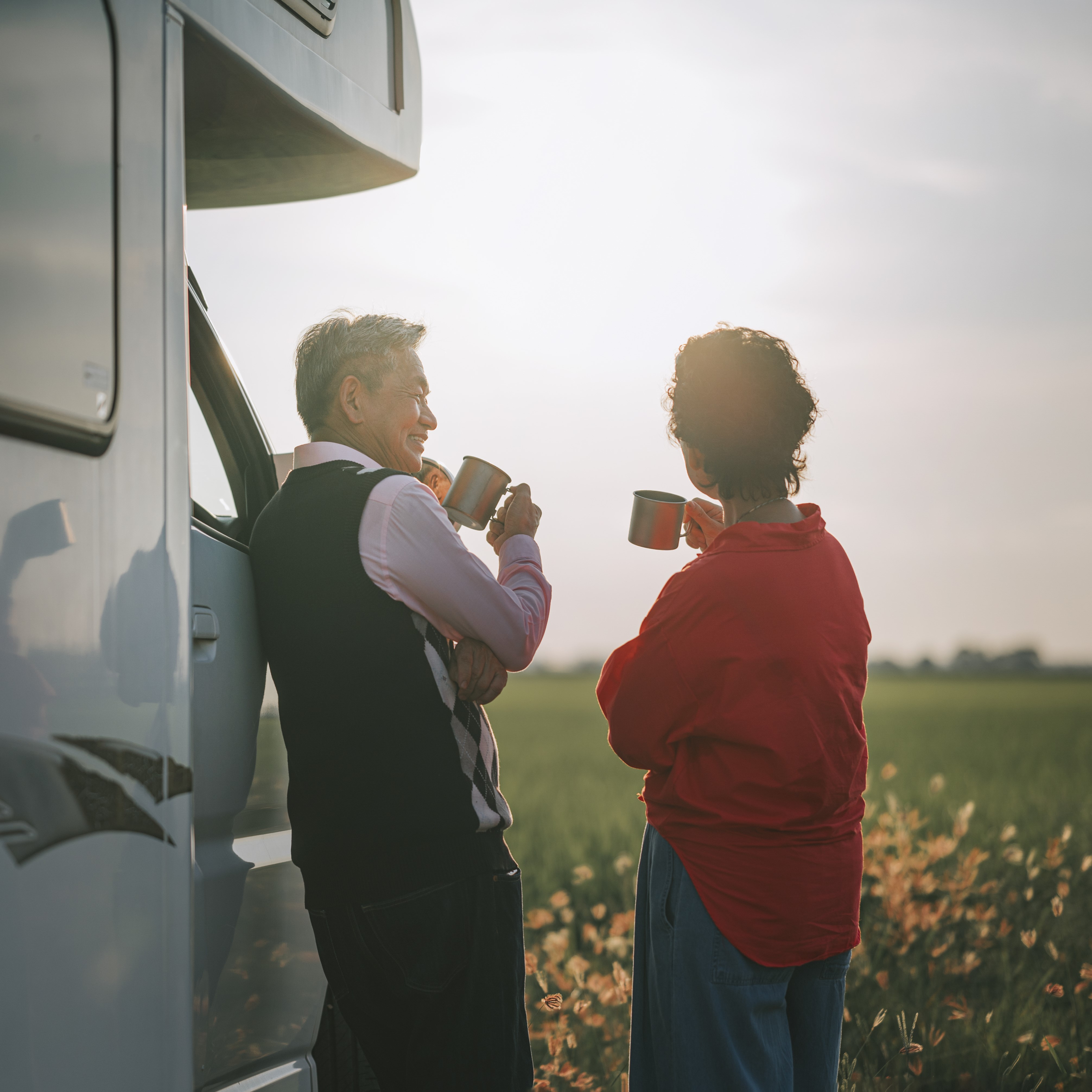 couple looking at the sunrise