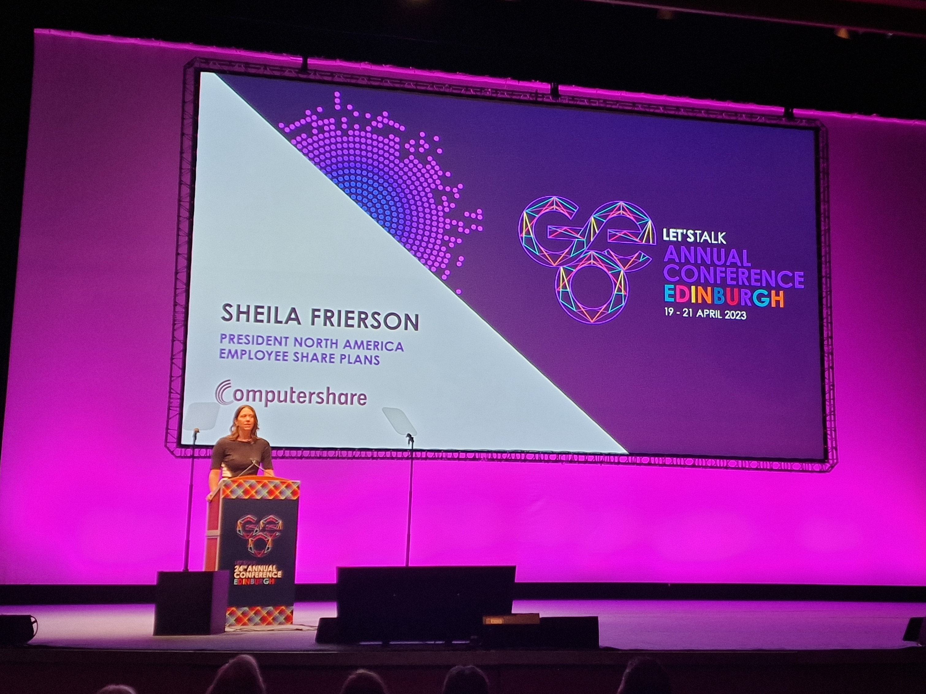 Sheila speaking at the GEO Conference