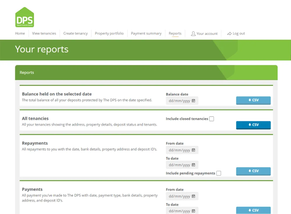 Your reports screen