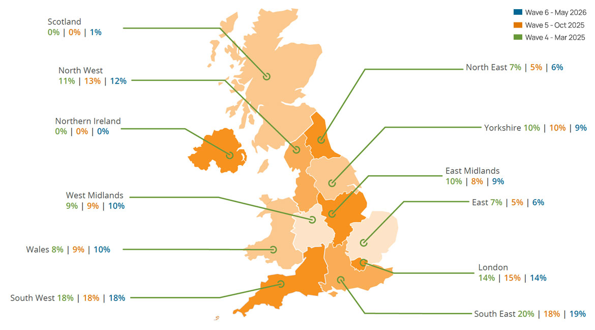 Respondent locations throughout the UK