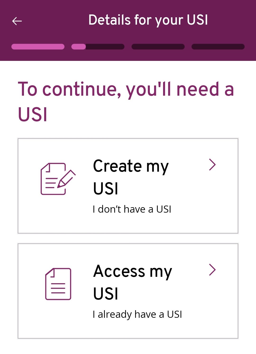 Create my USI