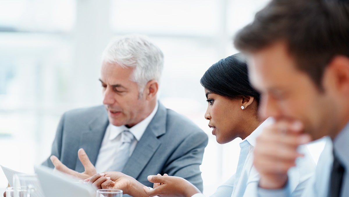 A team of business professionals having a meeting