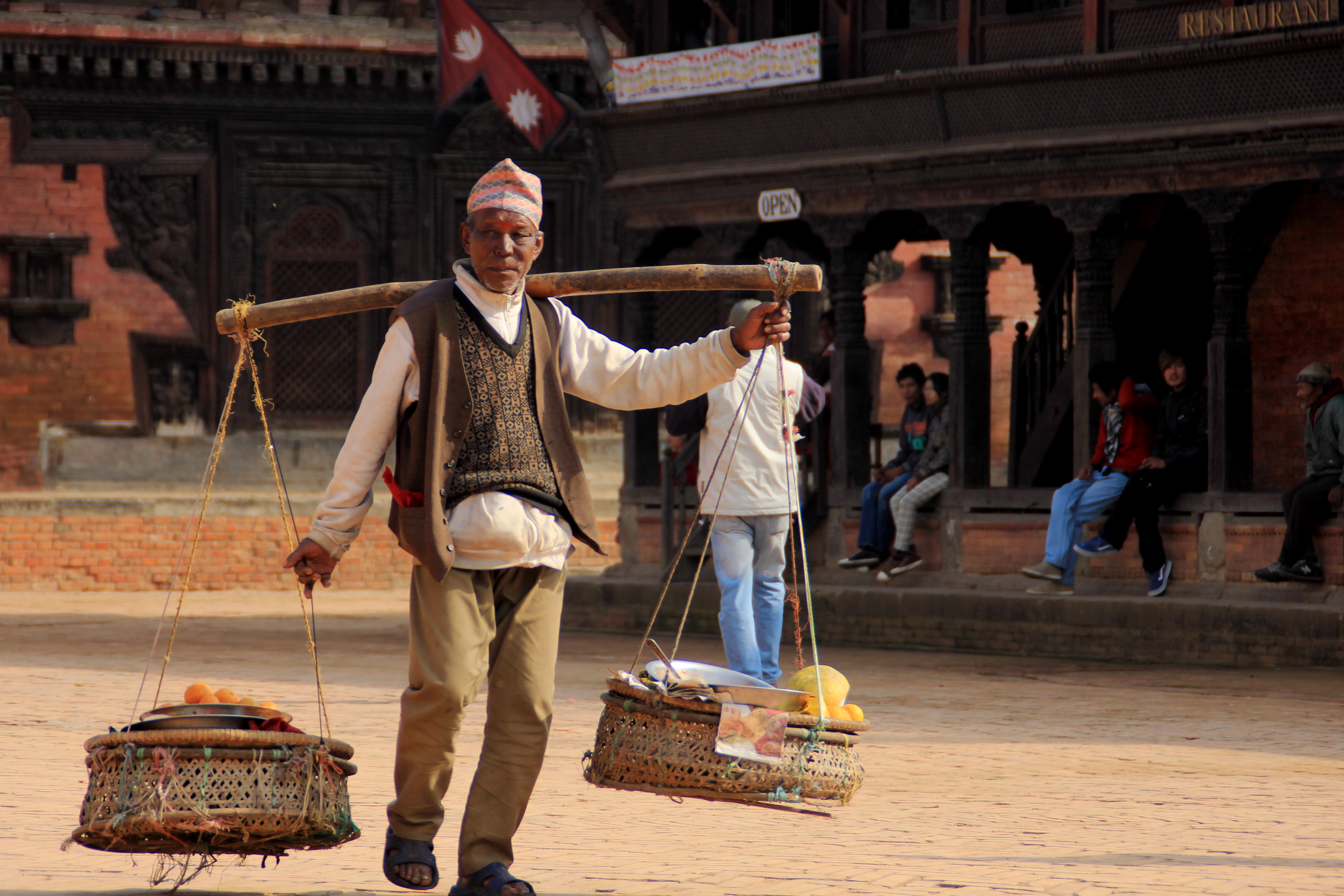 Man with baskets
