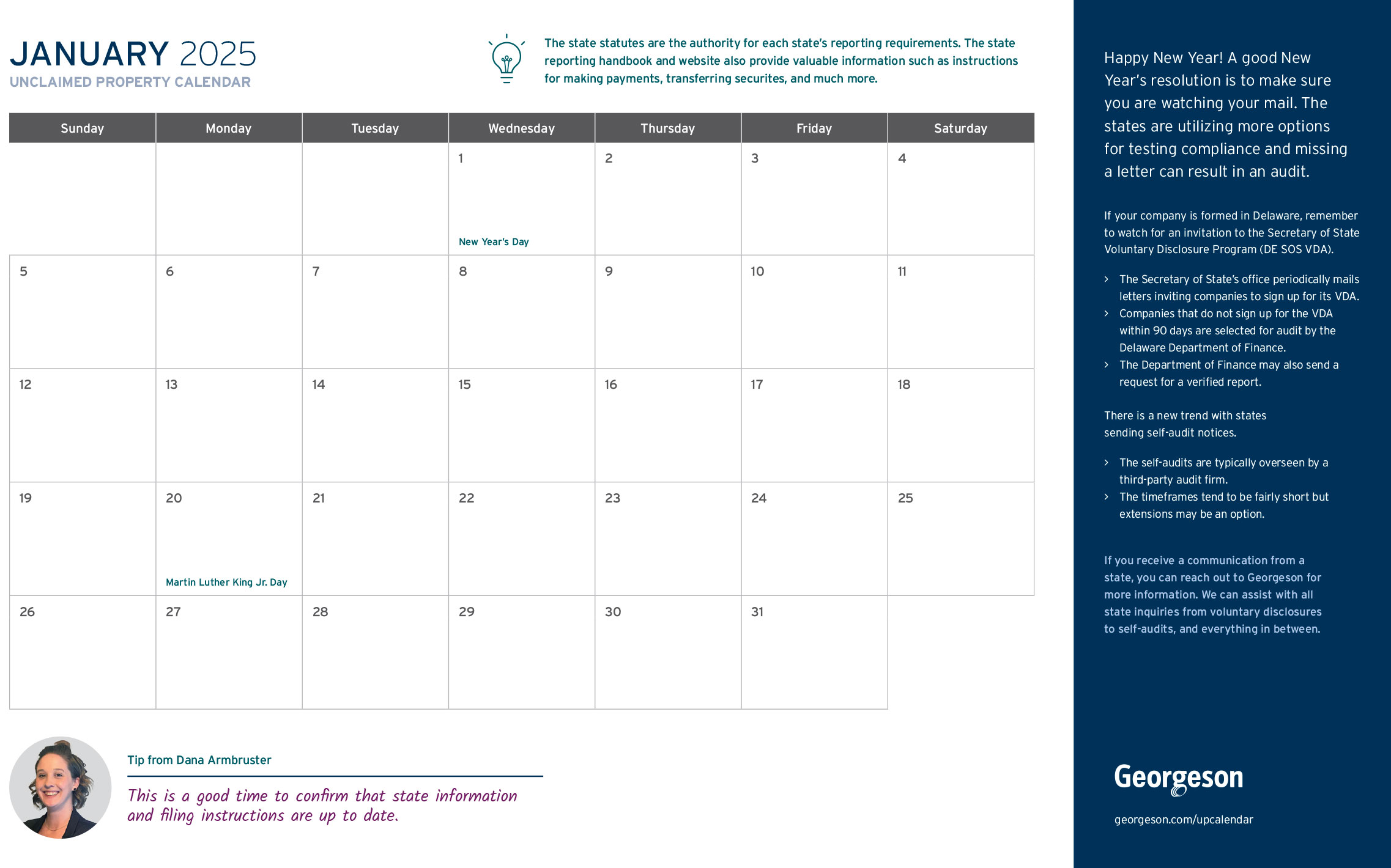 Unclaimed Property Calendar