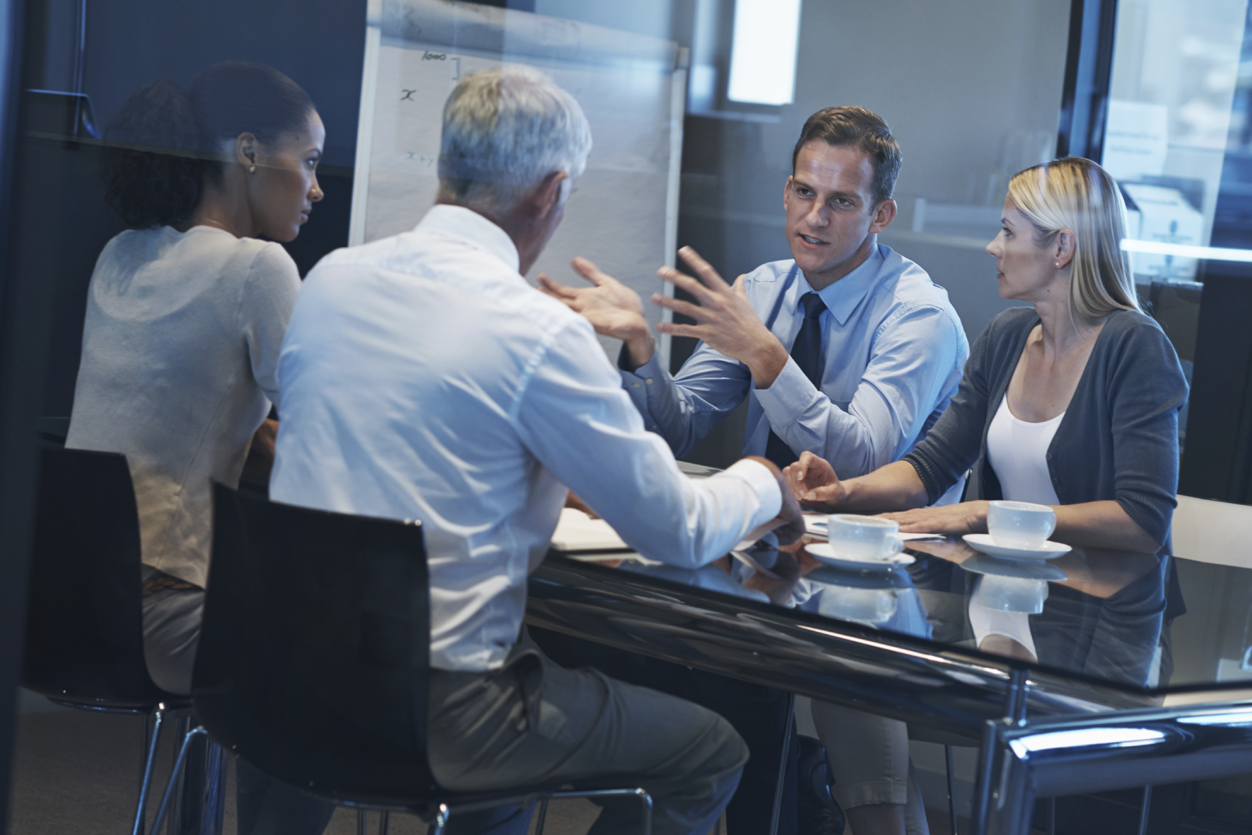 A group of businesspeople having a meeting
