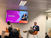 Thumbnail of The speakers share thoughts on stage